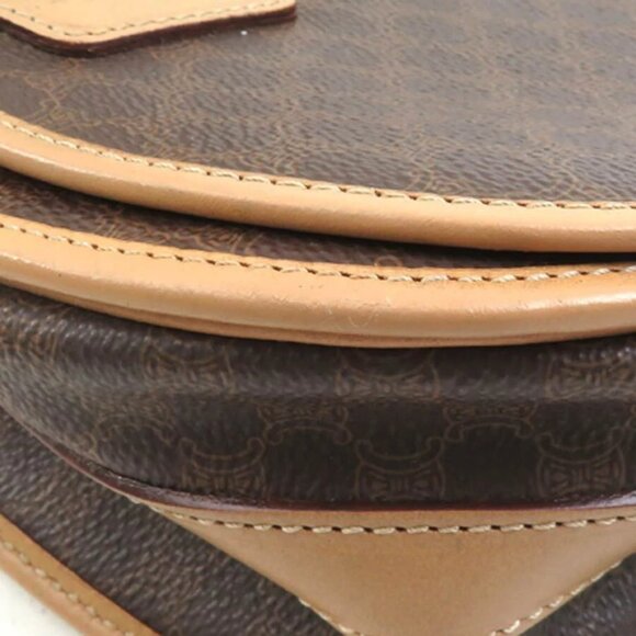 Auth CELINE Macadam Shoulder Bag Brown PVC/Leather/Goldtone - Picture 7 of 14